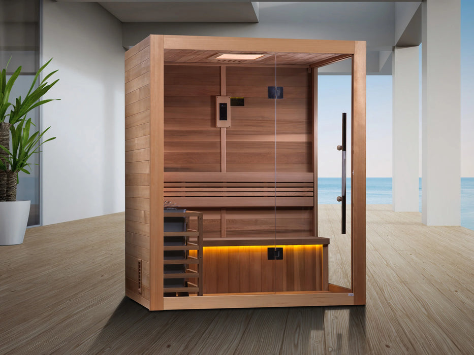 Golden Designs "Hanko Edition" 2-Person Indoor Traditional Sauna (GDI-7202-01) - Canadian Red Cedar Interior