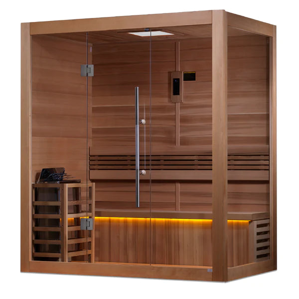 Golden Designs "Forssa Edition" 3-Person Indoor Traditional Sauna (GDI-7203-01) - Canadian Red Cedar Interior