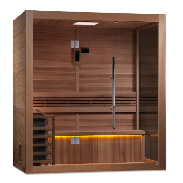 Golden Designs "Forssa Edition" 3-Person Indoor Traditional Sauna (GDI-7203-01) - Canadian Red Cedar Interior