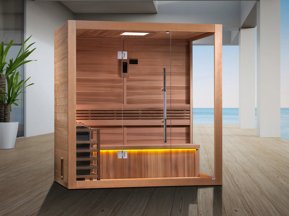 Golden Designs "Forssa Edition" 3-Person Indoor Traditional Sauna (GDI-7203-01) - Canadian Red Cedar Interior