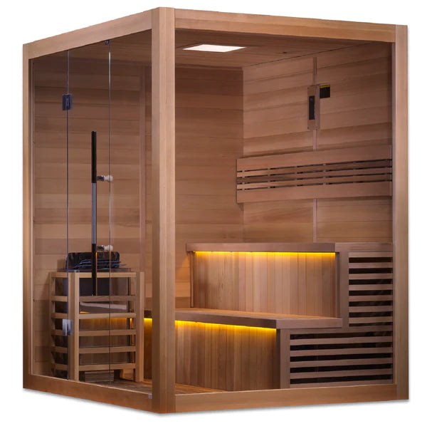 Golden Designs "Kuusamo Edition" 6 Person Indoor Traditional Sauna (GDI-7206-01) - Canadian Red Cedar Interior