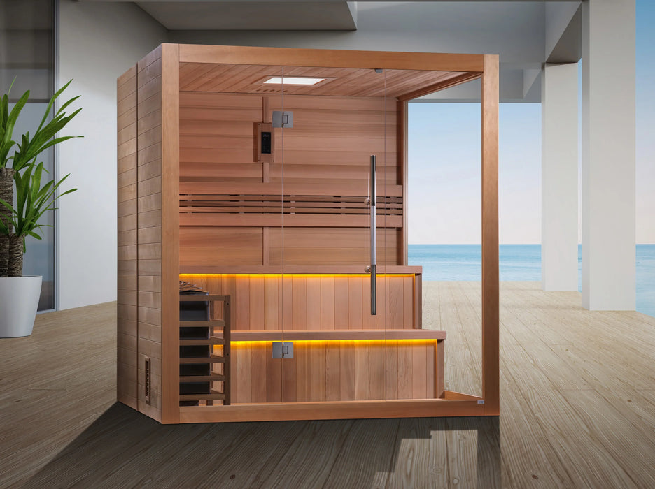 Golden Designs "Kuusamo Edition" 6 Person Indoor Traditional Sauna (GDI-7206-01) - Canadian Red Cedar Interior