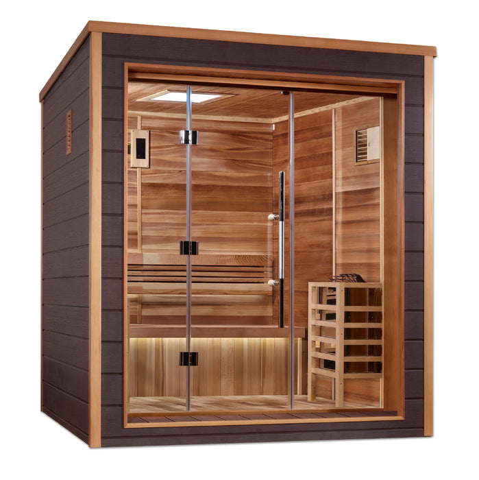 Golden Designs Drammen 3-Person Outdoor Traditional Sauna (GDI-8203-01) - Canadian Red Cedar Interior