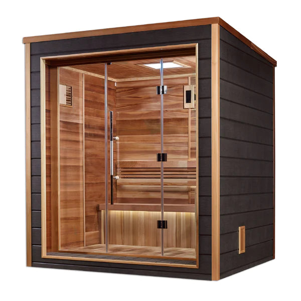 Golden Designs Drammen 3-Person Outdoor Traditional Sauna (GDI-8203-01) - Canadian Red Cedar Interior