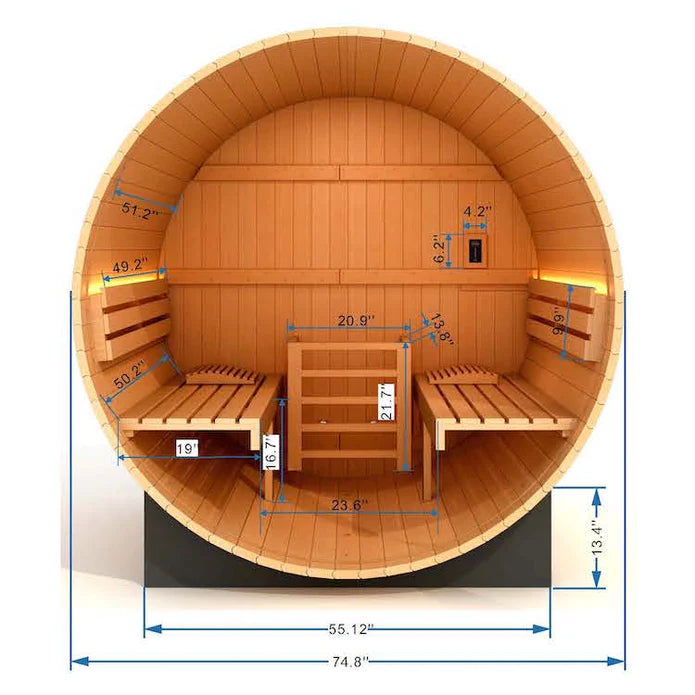 Golden Designs "St. Moritz" 2 Person Barrel Traditional Steam Sauna -  Pacific Cedar