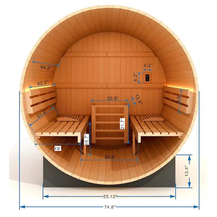 Golden Designs "Arosa" 4-Person Barrel Traditional Steam Sauna -  Pacific Cedar