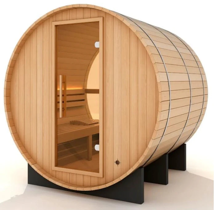 Golden Designs "Zurich" 4 Person Barrel with Bronze Privacy View - Traditional Steam Sauna -  Pacific Cedar