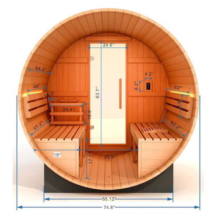 Golden Designs "Zurich" 4 Person Barrel with Bronze Privacy View - Traditional Steam Sauna -  Pacific Cedar