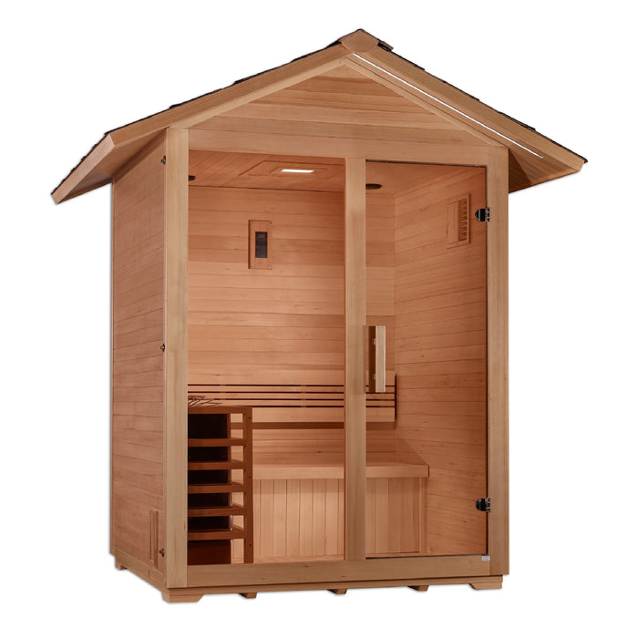 Golden Designs "Arlberg" 3 Person Traditional Outdoor Sauna -  Canadian Hemlock