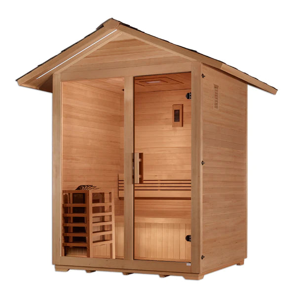 Golden Designs "Arlberg" 3 Person Traditional Outdoor Sauna -  Canadian Hemlock