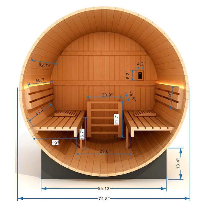 Golden Designs "Klosters" 6 Person Barrel Traditional Steam Sauna -  Pacific Cedar