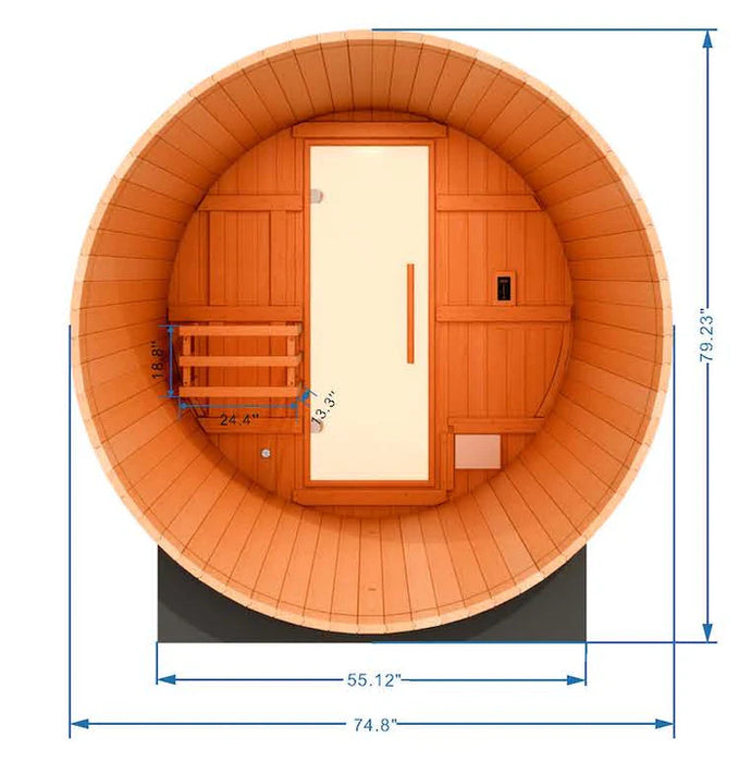 Golden Designs "Zurich" 4 Person Barrel with Bronze Privacy View - Traditional Steam Sauna -  Pacific Cedar