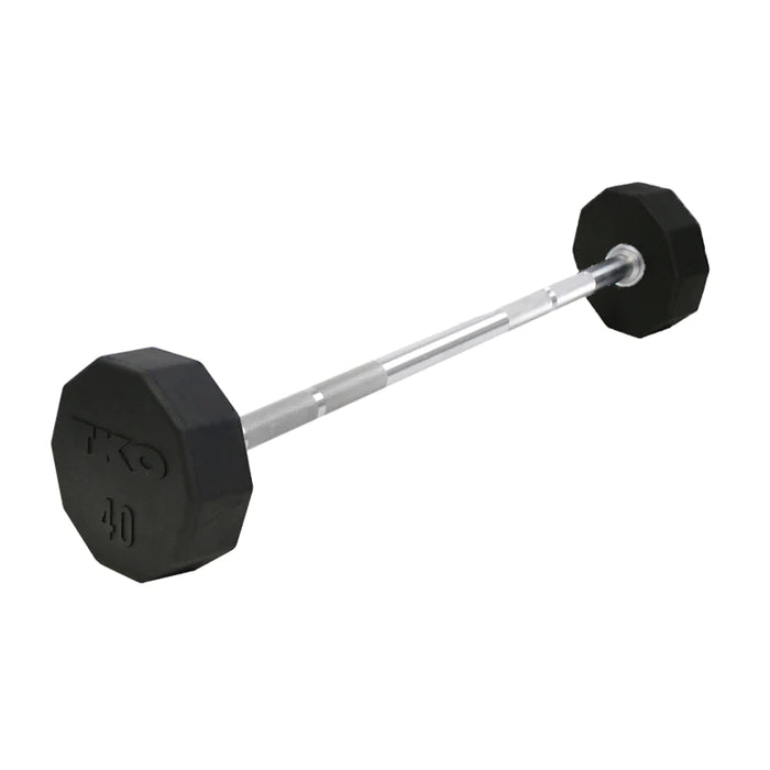 TKO 5-Set Fixed Rubber Straight Barbells With Rack (20 - 60 lbs)