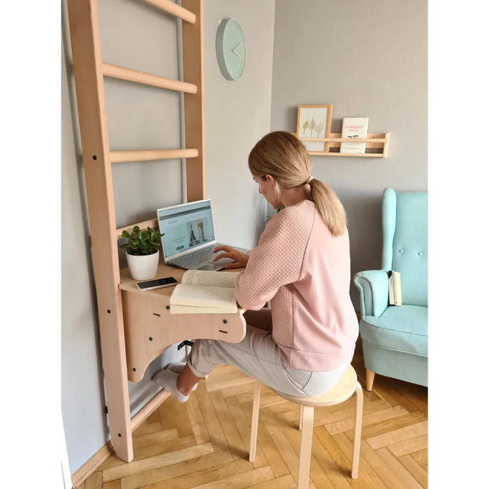 BenchK 112 Children's Swedish Ladder Wall Bar Home Gym with Desk