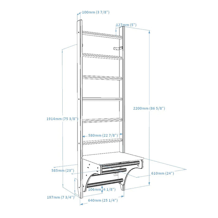 BenchK 112 Children's Swedish Ladder Wall Bar Home Gym with Desk