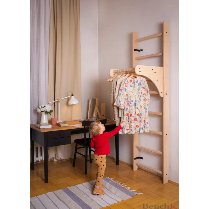 BenchK 112 Children's Swedish Ladder Wall Bar Home Gym with Desk