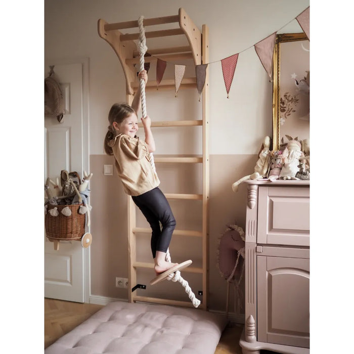 BenchK 112-A204 Children's Swedish Ladder Wall Bar Home Gym with Gymnastics Accessories & Removable Desktop