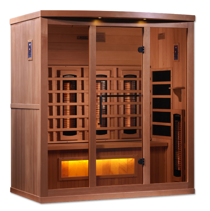 Golden Designs 4-Person Full Spectrum PureTech Near Zero EMF FAR Infrared Sauna with Himalayan Salt Bar