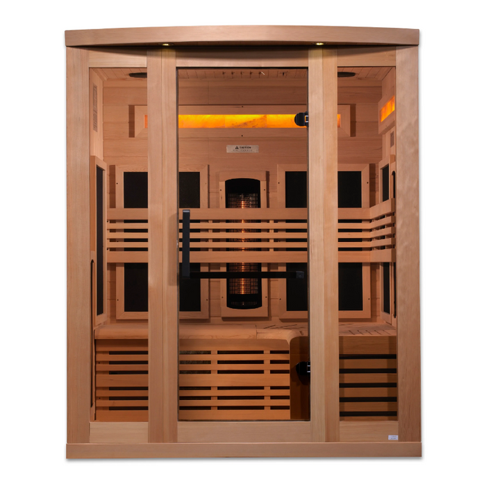 Golden Designs 3-Person Full Spectrum PureTech Near Zero EMF FAR Infrared Sauna with Himalayan Salt Bar GDI-8230-01