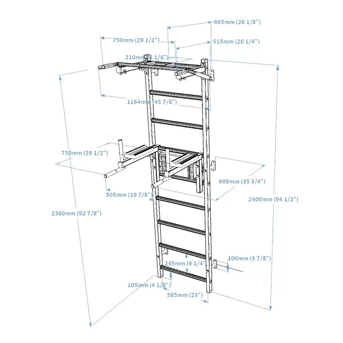 BenchK 722 Wall Bar Home Gym