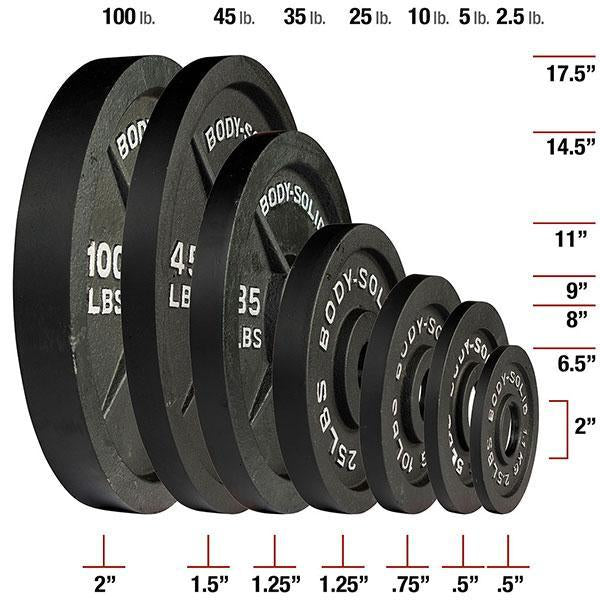 Body-Solid OSB Black Cast Iron Olympic Weight Plate Set