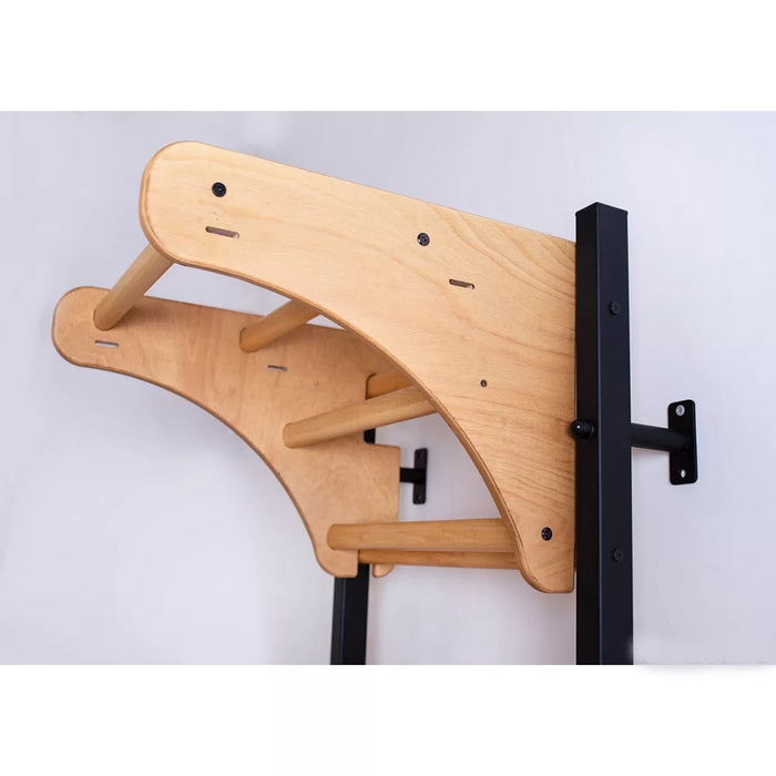 BenchK 211 Basic Wall Bar Home Gym with Wooden Pull Up Bar