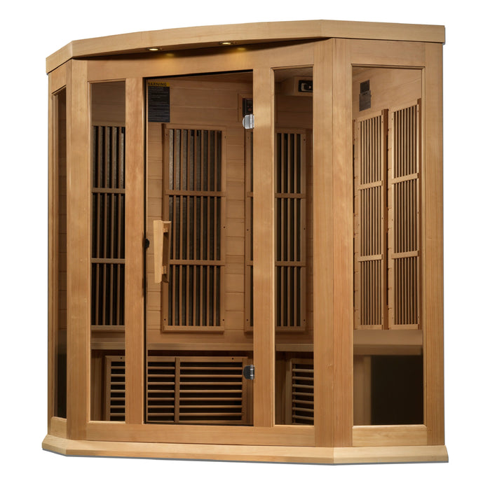 Maxxus 3-Person Corner Near Zero EMF (Under 2MG) FAR Infrared Sauna (Canadian Hemlock)