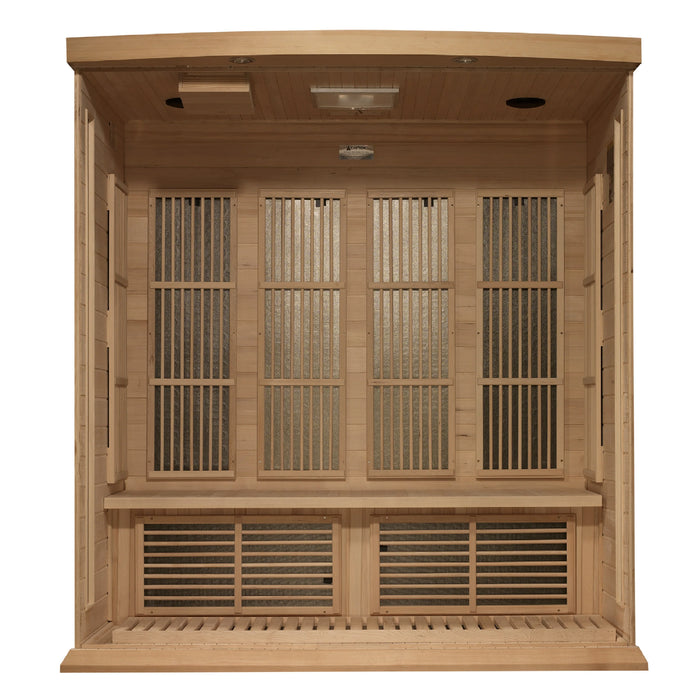 Maxxus 4-Person Corner Near Zero EMF (Under 2MG) FAR Infrared Sauna (Canadian Hemlock)