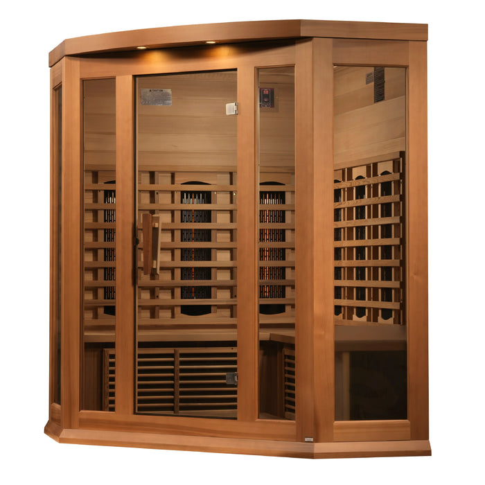 Maxxus 3-Person Corner Full Spectrum  Near Zero EMF (Under 2MG) FAR Infrared Sauna (Canadian Red Cedar)