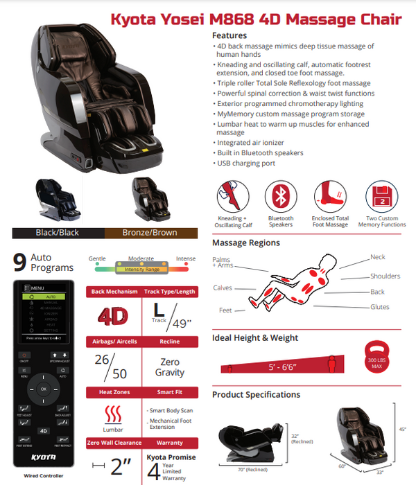 Kyota Yosei M868 4D Massage Chair