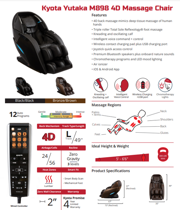 Kyota Yutaka M898 Massage Chair (Certified Pre-Owned)