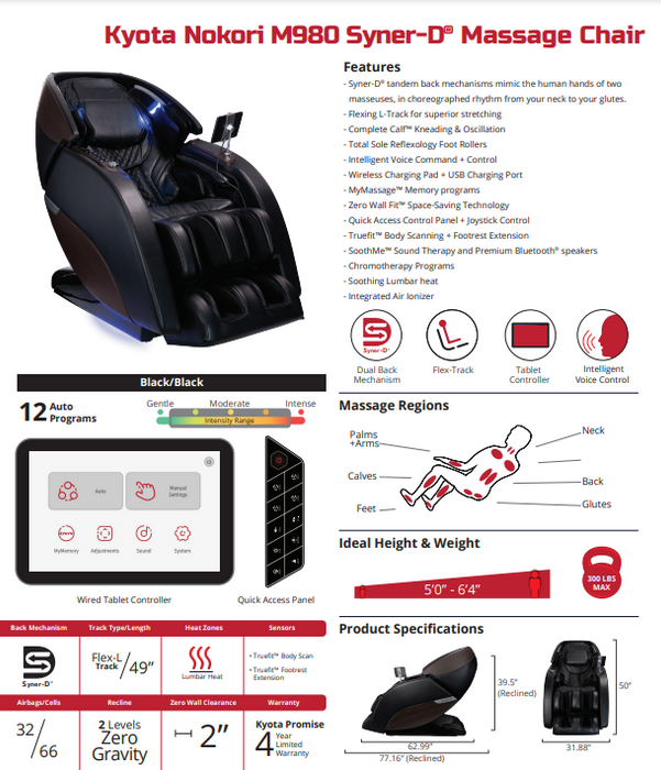 Kyota Nokori M980 Syner-D Massage Chair