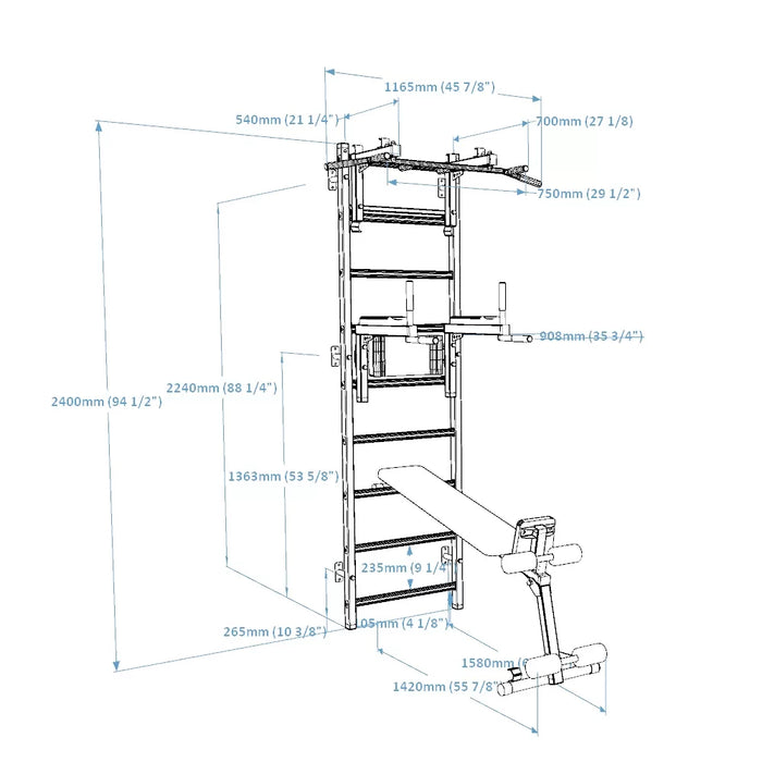 BenchK 733 Complete Wall Bar Home Gym